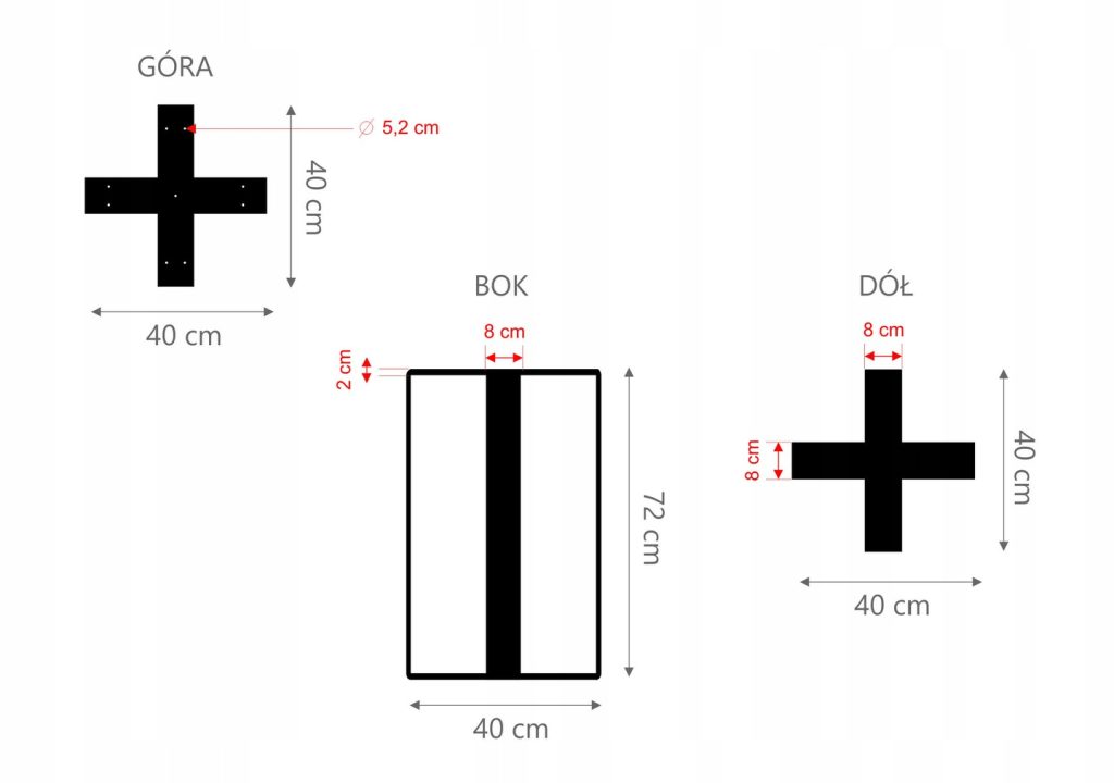 Pied de table Croix simple S – Image 3