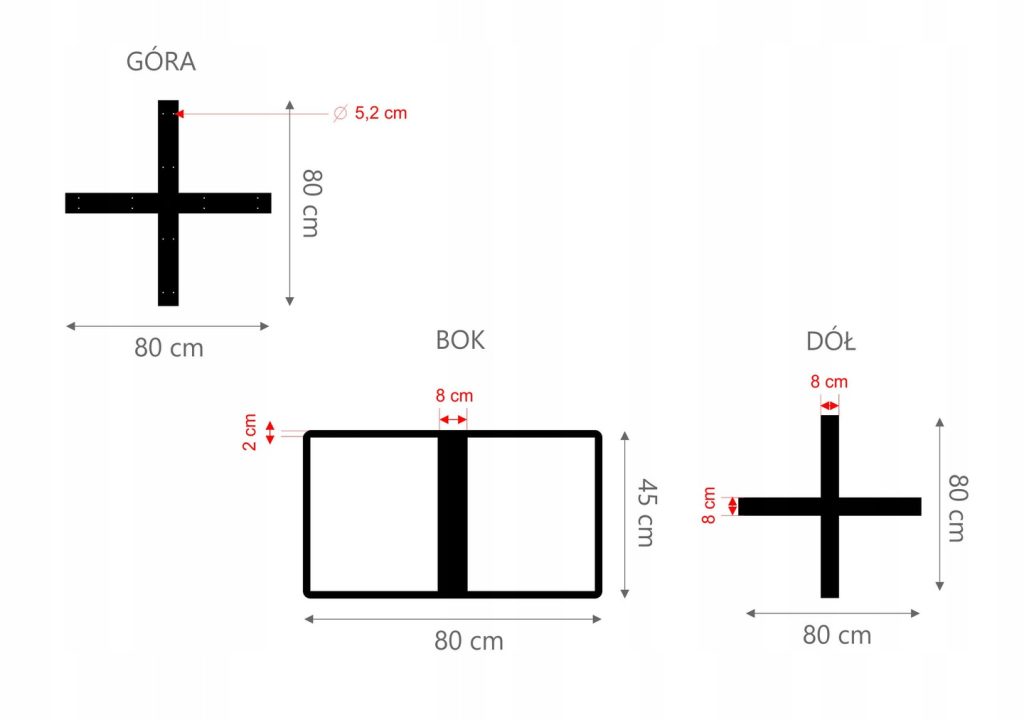Pied pour table Croix droite L – Image 3