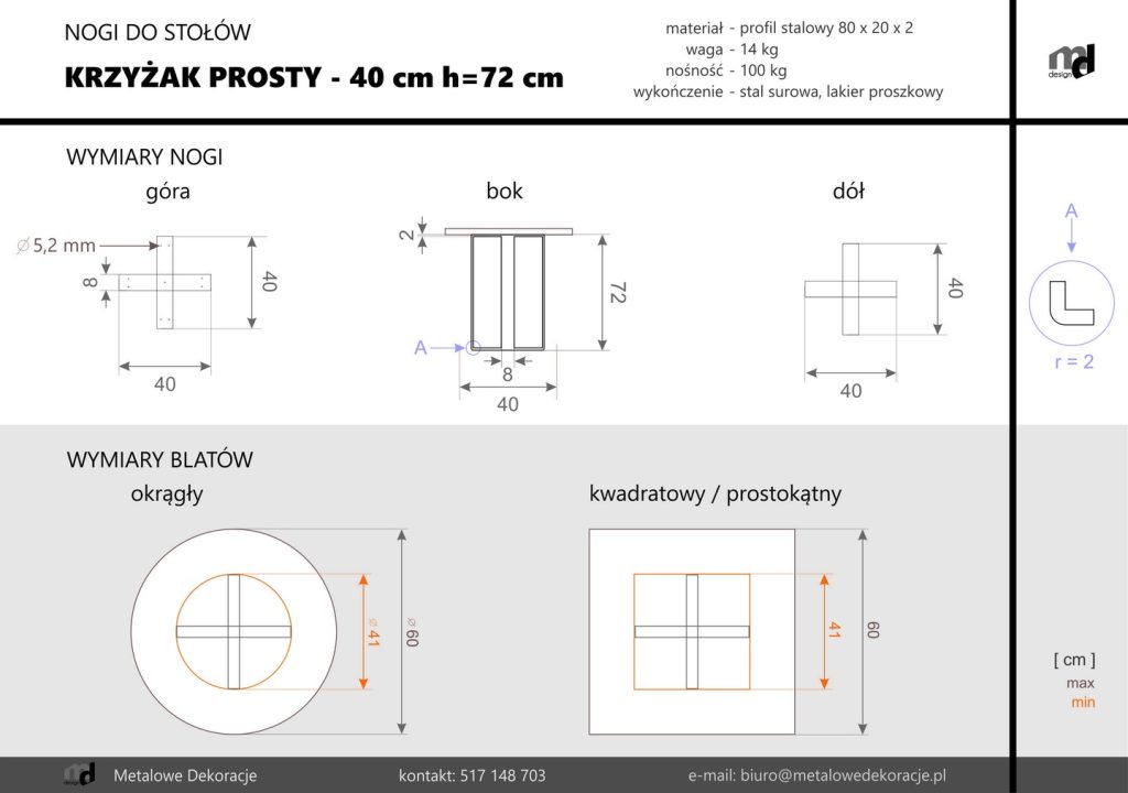 Pied de table Croix simple S – Image 4