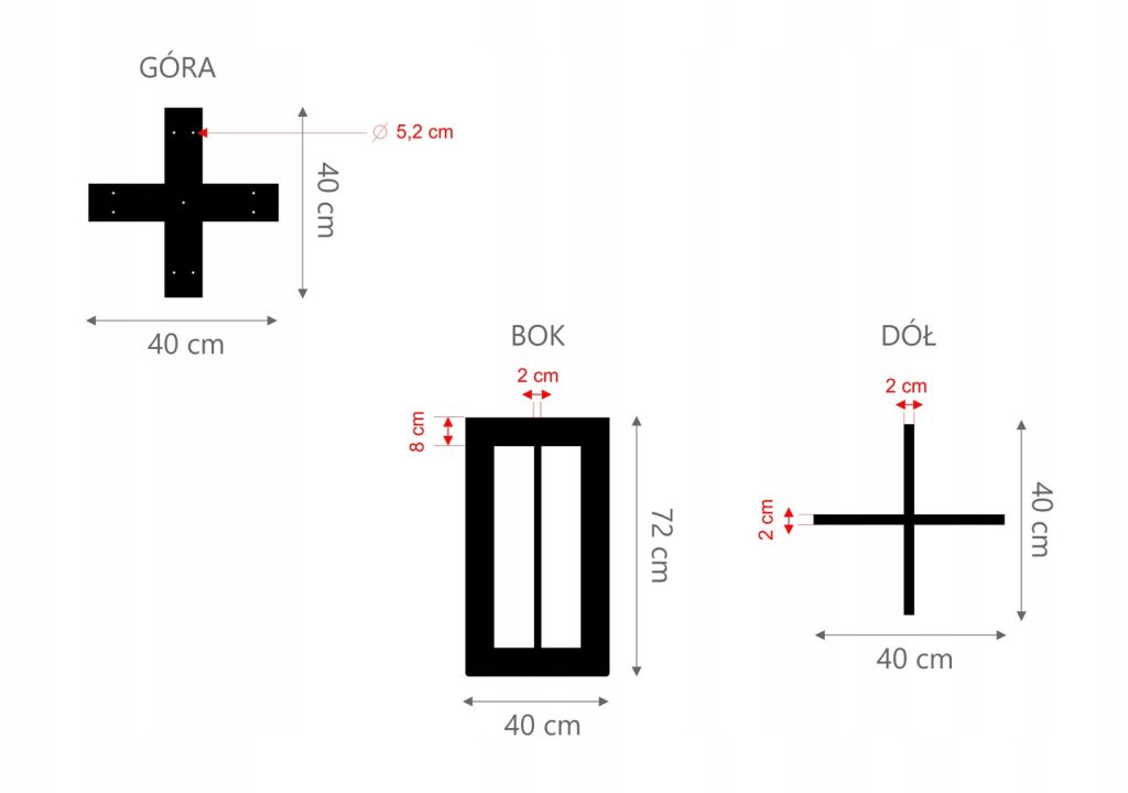 Pied de table Croix Droite Side S – Image 3