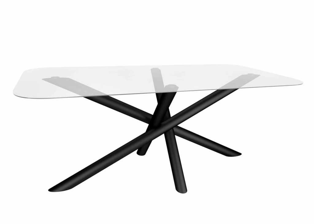 Pied métallique pour table Mediolan Tube sous plateau en verre L – Image 2