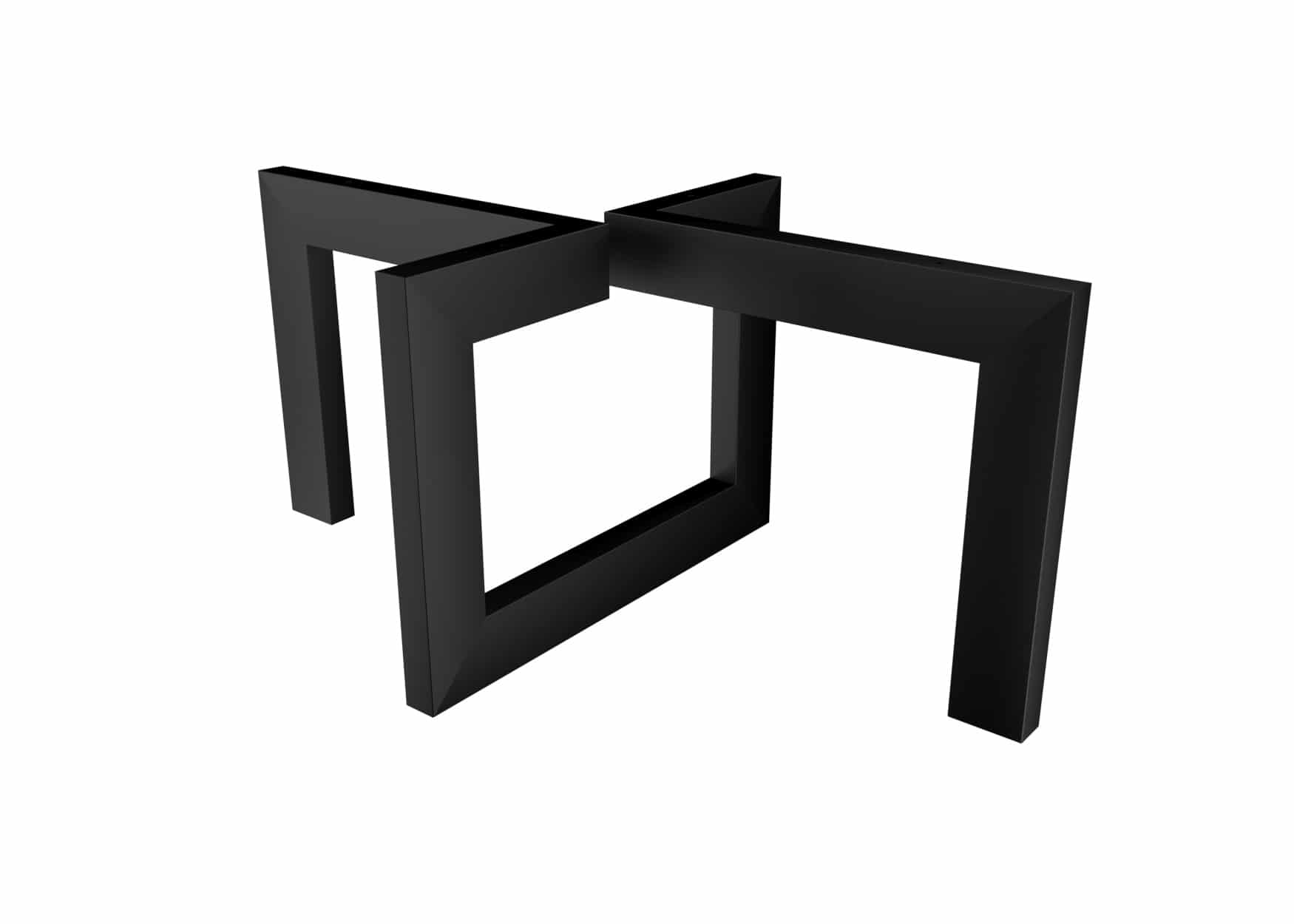 Noga_GEO1_100x60cm_profil_40x80mm_czarny_rend1 Pied en métal pour la table Geo – Image 1
