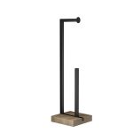 Porte papier toilette sur pied avec réserve et base en bois – Image 3
