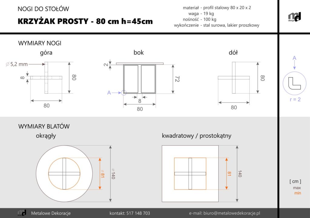 Pied de table Krzyżak droit L – Image 6