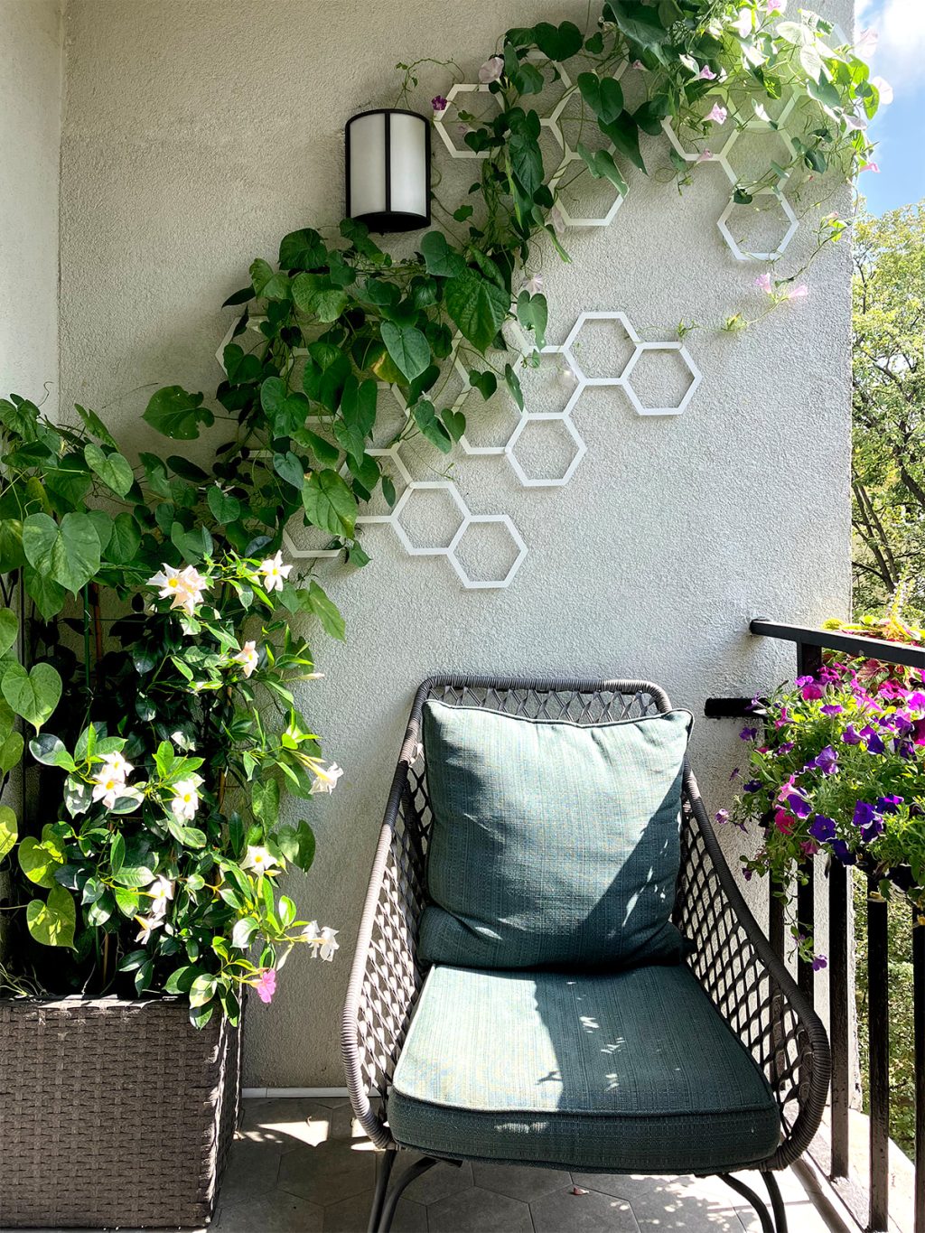 Décoration murale métallique pour plantes grimpantes Hexagone 73x104 cm – Image 3