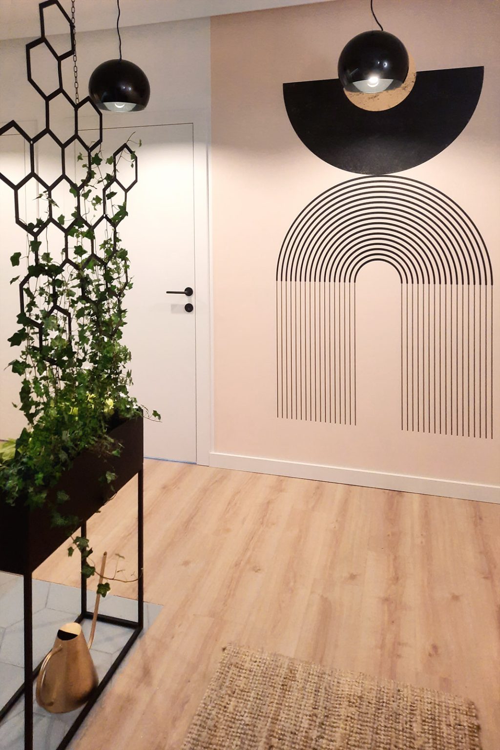 Décoration murale métallique pour plantes grimpantes Hexagone 73x104 cm – Image 2