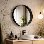 Miroir Bergen asymétrique en métal style scandinave 60 cm