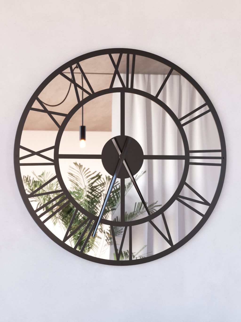 Horloge murale en métal avec miroir Roma Loft 100 cm – Image 4