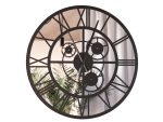 Grande Horloge Miroir Loft Engrenages 80 cm