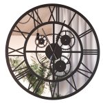 Grande Horloge Miroir Loft Engrenages 90 cm