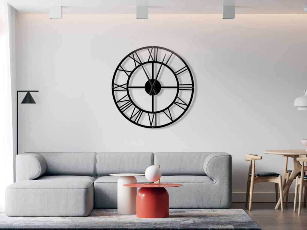 Grande horloge métallique Roma loft 80 cm – Image 3
