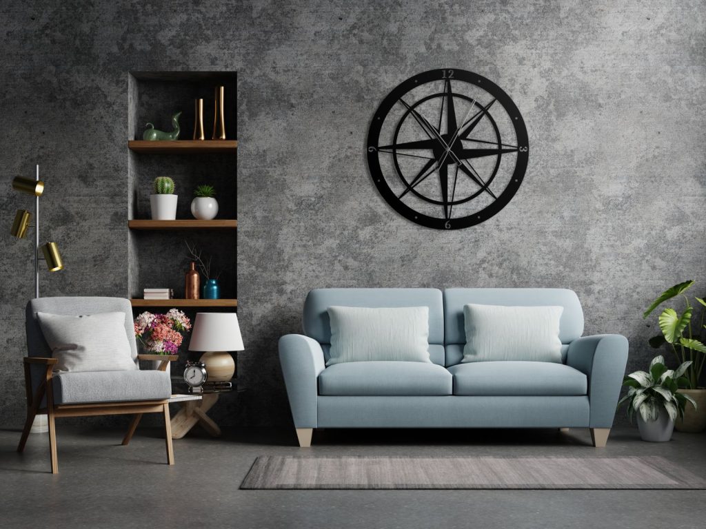 Horloge métallique Rose des vents 60 cm – Image 5