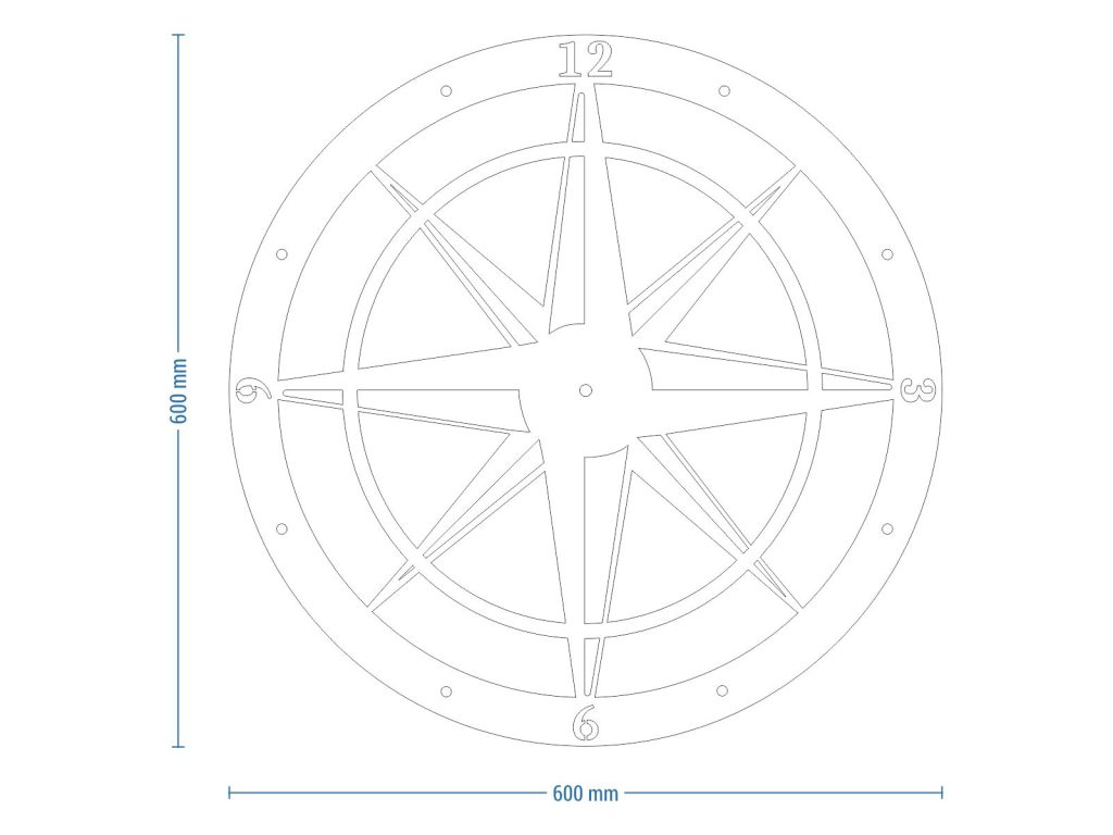 Horloge métallique Rose des vents 60 cm – Image 7