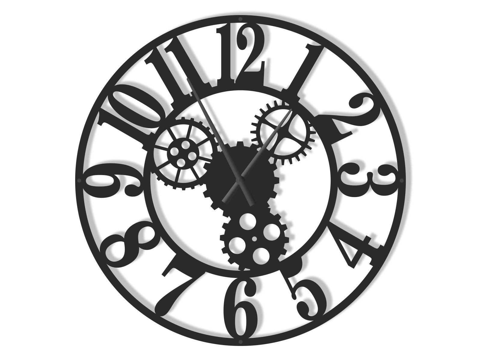cien Grande Horloge Murale Industrielle Engrenages II 90 cm – Image 1